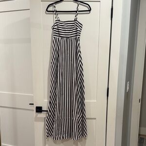Brown and White Striped Maxi Dress